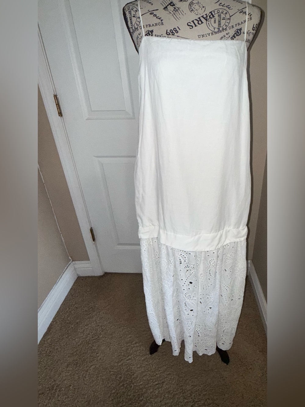 Agua Anglaise White Eyelet Lace Maxi Dress Women’s Size Large Boho Cottagecore - Picture 3 of 11